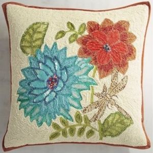 Hand embroidery Cushion with beaded work ,pure cotton fabric